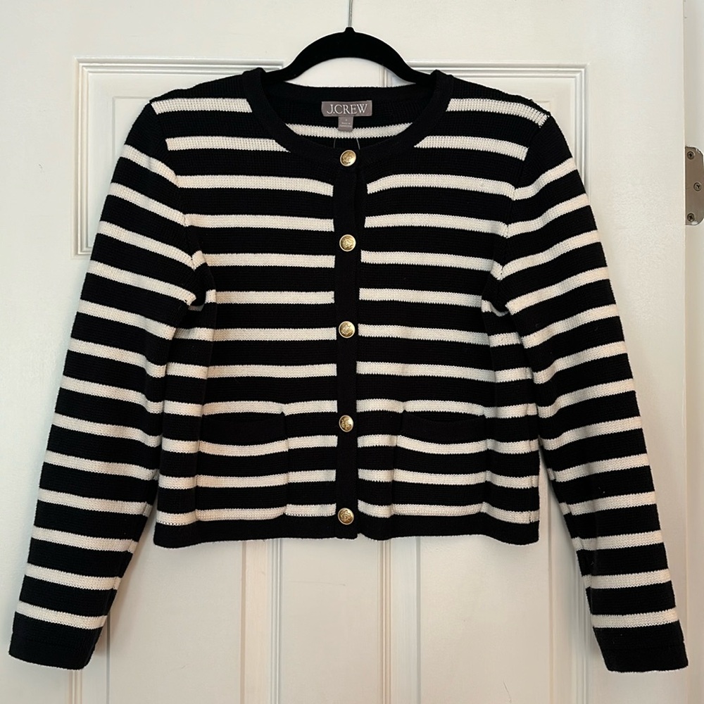 J. Crew Black and White Striped Jacket